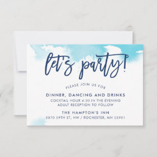 RECEPTION stylish hand lettered aqua watercolor Invitation