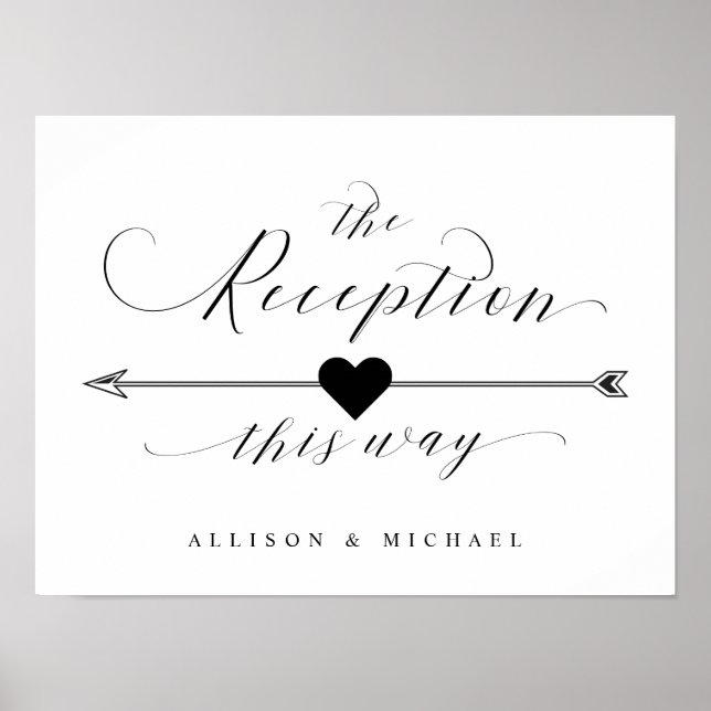 Reception This Way Elegant Script Directional Sign (Front)