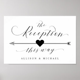 Reception This Way Elegant Script Directional Sign