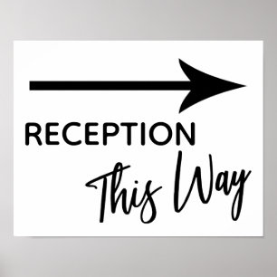 Reception This Way Simple Black & White Arrow Sign