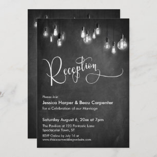 Reception Typography, Edison Lights, Chalkboard Invitation