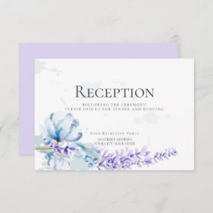 RECEPTION   Watercolor Lavender -Dusty Blue Floral Invitation