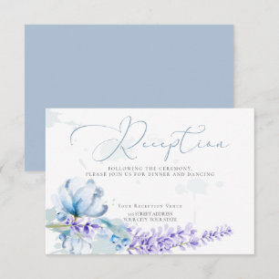 RECEPTION Watercolor Lavender -Dusty Blue Floral Invitation