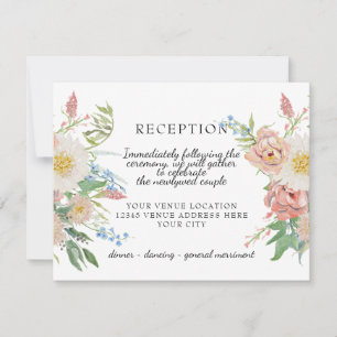 Reception Watercolor Pastel Pink n White Floral RSVP Card