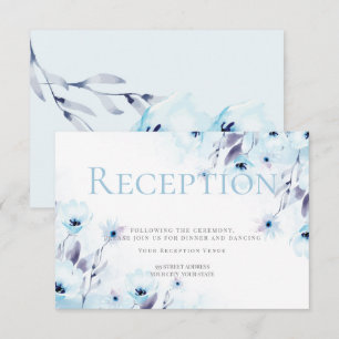 Reception   Watercolor Sky Blue Anemone Flowers Invitation