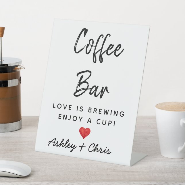 Reception Wedding Coffee Bar Engagement Shower Pedestal Sign (In SItu)