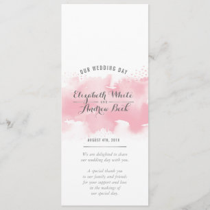 RECEPTION WEDDING MENU watercolor blush pink grey