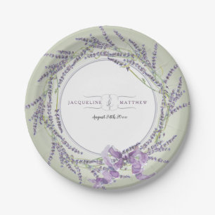 Reception Wreath French Lavender Floral Watercolor Paper Plate