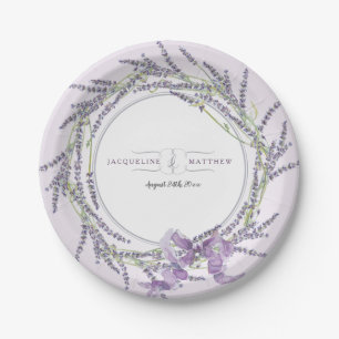 Reception Wreath French Lavender Floral Watercolor Paper Plate