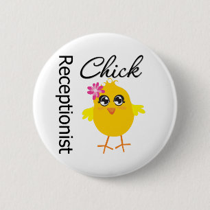 Receptionist Chick 2 Inch Round Button