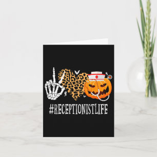 Receptionist Peace Love Pumpkin Fun Halloween Leop Card