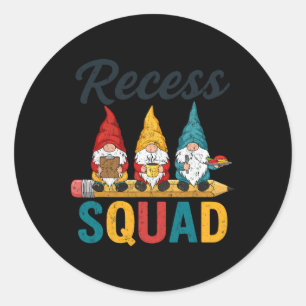 Recess Crew Teacher Squad Gnome Playground Student Classic Round Sticker