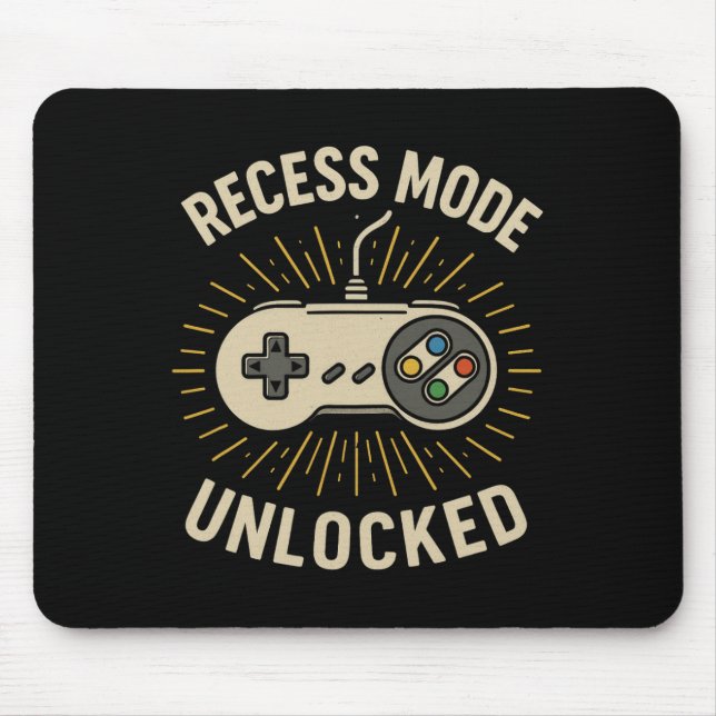 Recess Mode Unlocked Retro School Gamer Controller Mouse Pad (Front)