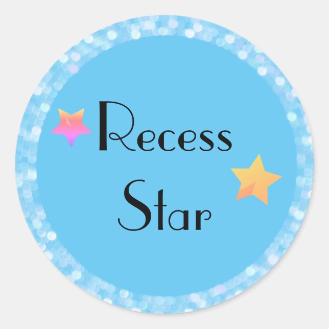 Recess Star with Stars Classic Round Sticker (Front)