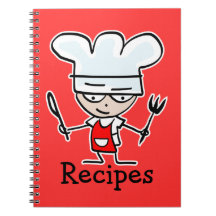 Recette carnet avec mignon dessin animé chef cuisi