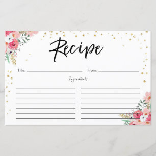 Recette Carte Floral Rose or Fête des mariées Fleu