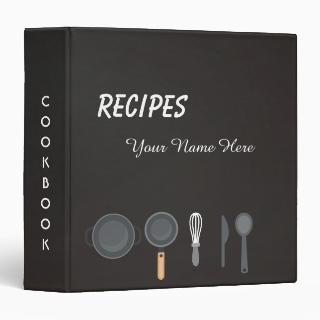 Recette classeur des ustensiles de cuisine sombres (Devant/Côté)