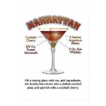 Recette de cocktail Manhattan Art 18"x24" Affiche