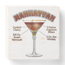 Recette de cocktail Manhattan Art 6"x6" 