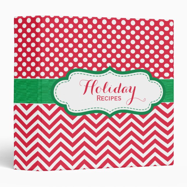 Recette de Noël Classeur de vacances rouge et vert (Devant/Côté)