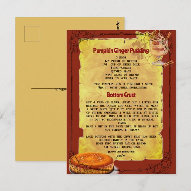 RECETTE POUR CITROUILLE DE VACANCES | Carte postal (Devant / Derrière)