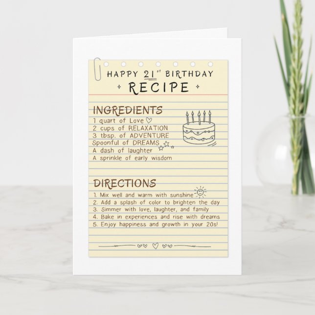Recette pour la joie : Une carte d'anniversaire 21 (Devant)