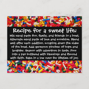 Recette pour une carte postale Sweet Life