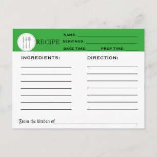 Recette Retro Carte Chef Vert Outils de cuisine