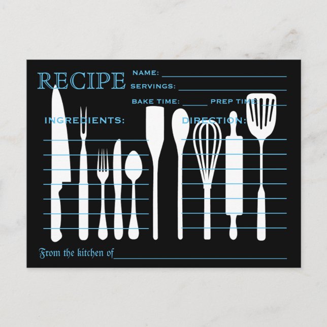 Recette Rétro Outils de cuisine de la carte (Devant)