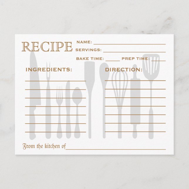 Recette Rétro Outils de cuisine de la carte (Devant)