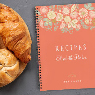 Recettes de livre de cuisine florales pastel orang