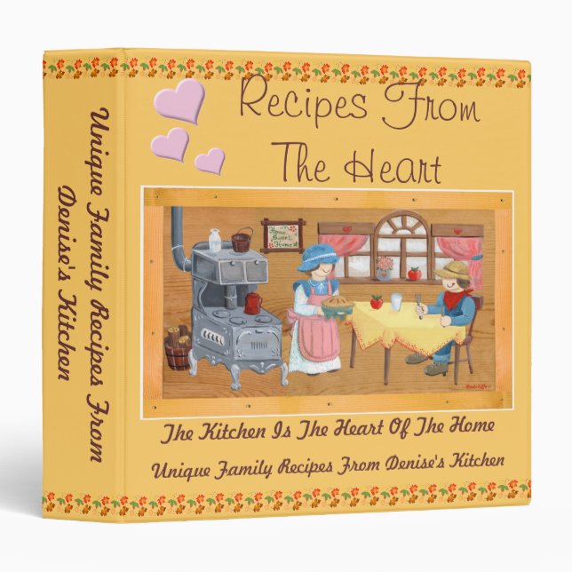 Recettes du coeur classeur de recette de 1,5 (Devant/Côté)