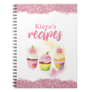 Recettes Parties scintillant rose Cupcake Carnet p