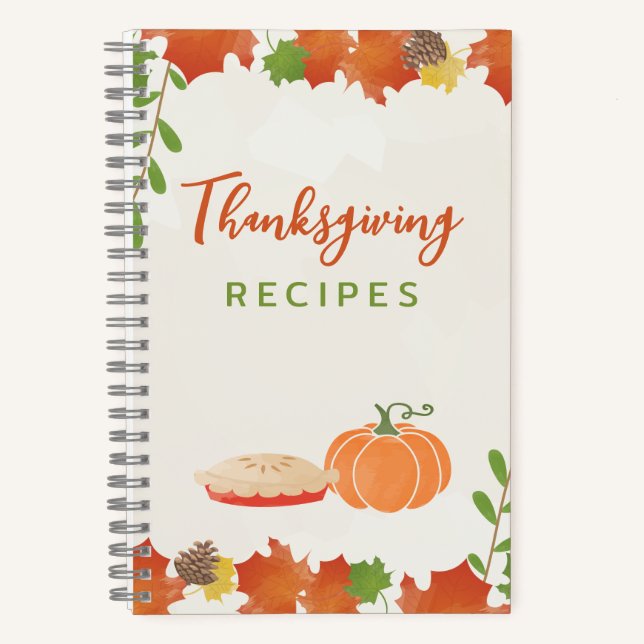 Recettes Thanksgiving Automne Feuilles Carnet (Recto)