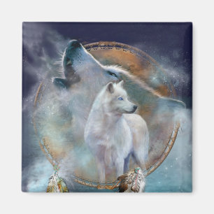 Receveur rêveur - aimant d'art de loup d'esprit