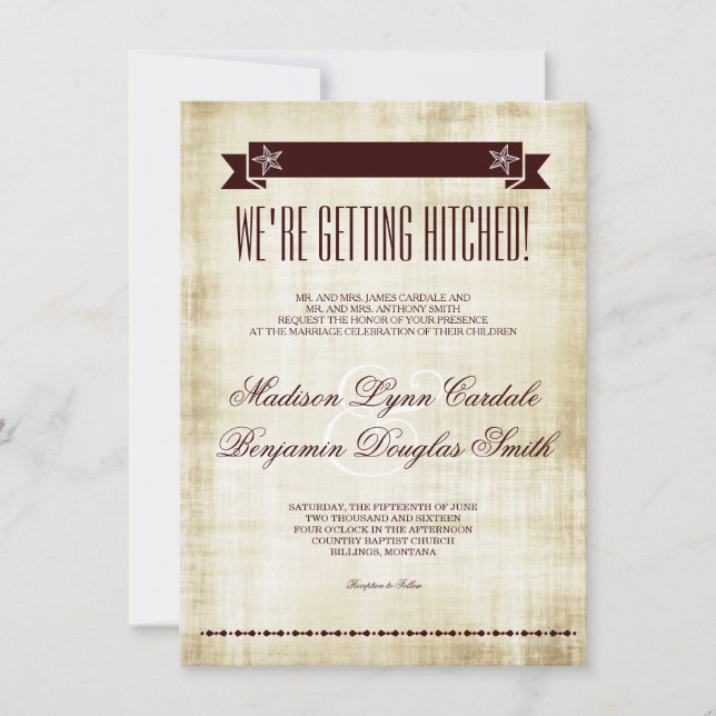 Recevoir les invitations rustiques accrochées de (Devant)