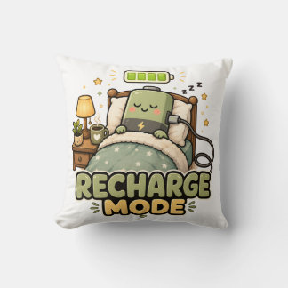Recharge Mode | Sleepy Battery Cozy Minimalist Throw Pillow
