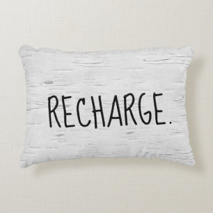 RECHARGE Text On Birch Tree  Accent Pillow