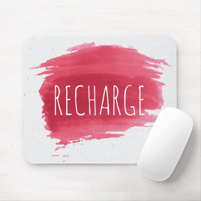 RECHARGE Text On Red Paint Mouse Pad (With Mouse)