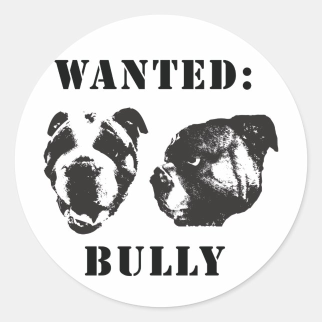 "Recherché : Bully" english bulldog Sticker (Devant)