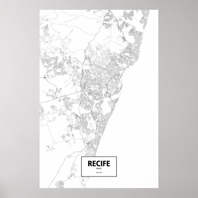 Recife, Brazil (black on white) Poster (Front)