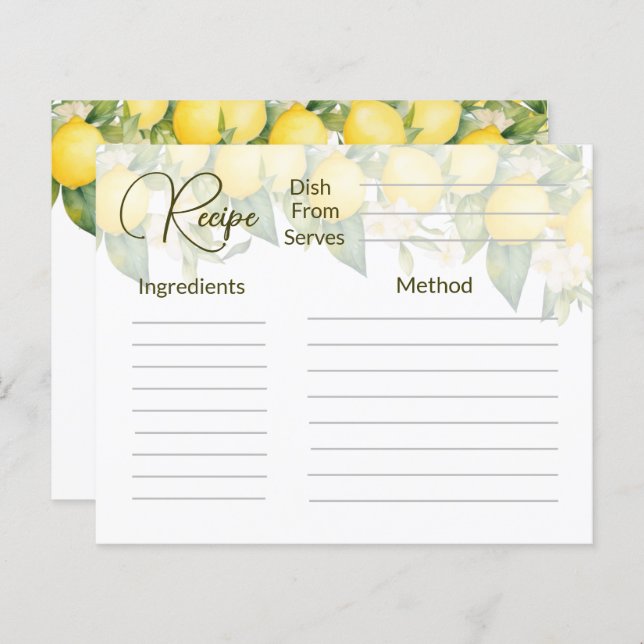 Recipe  (Front/Back)