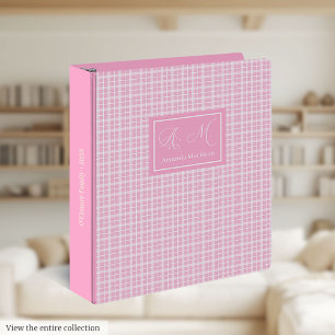 Recipe 3 Ring Binder Pink Plaid Custom Name Style