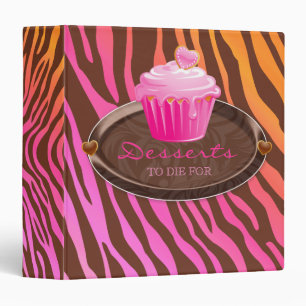 Recipe Bakery Zebra Cupcake Pink Orange Chocolate Binder
