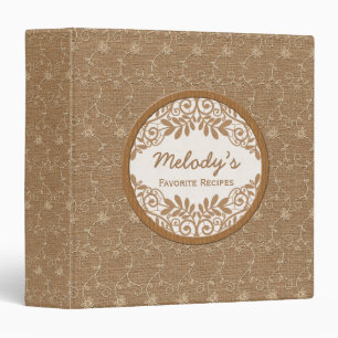Recipe Binder Bridal Shower Rustic Burlap Lace