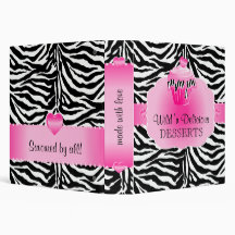 Recipe Binder Cake Bakery Zebra Cupcake Pink