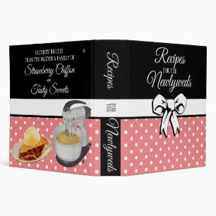 Recipe Binder for Newlyweds Pink White Polka Dots