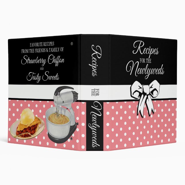 Recipe Binder for Newlyweds Pink White Polka Dots (Background)