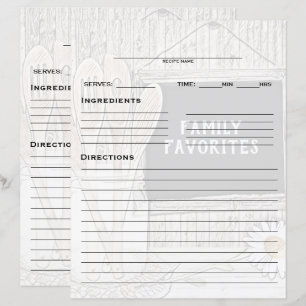 Recipe Binder Insert