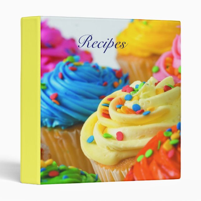 Recipe binder organizer with cupcakes design (Front/Spine)